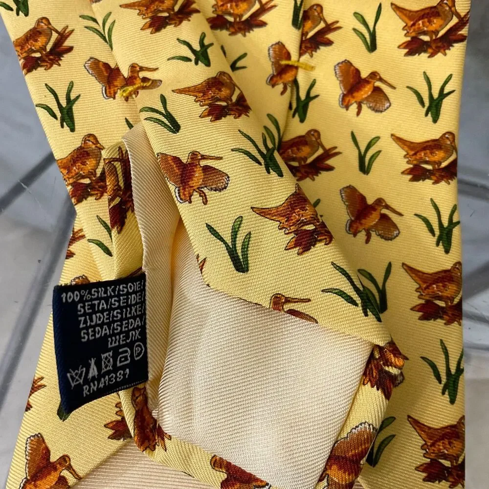 POLO BY RALPH LAUREN Document No 49  Silk Tie Bird Print Hand made